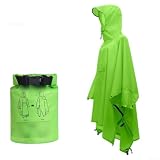 3-in-1-Regenmantel für Erwachsene mit Kapuze, leichtes 210T-Polyester für Camping, Wandern, Angeln, winddicht und reißfest, Outdoor-Ausrüstung in mehreren Farben (verbesserte Version fruchtgrün)