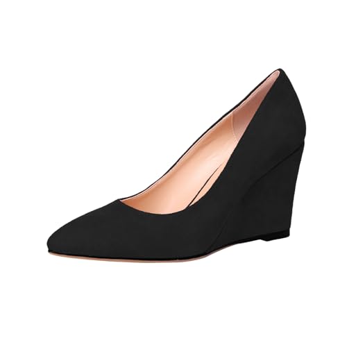 Elegant Women's Closed Toe Wedge Sandals - Comfortable Slip-On Pumps for Formal Events, Weddings, Office Work, and Dressy Occasions in