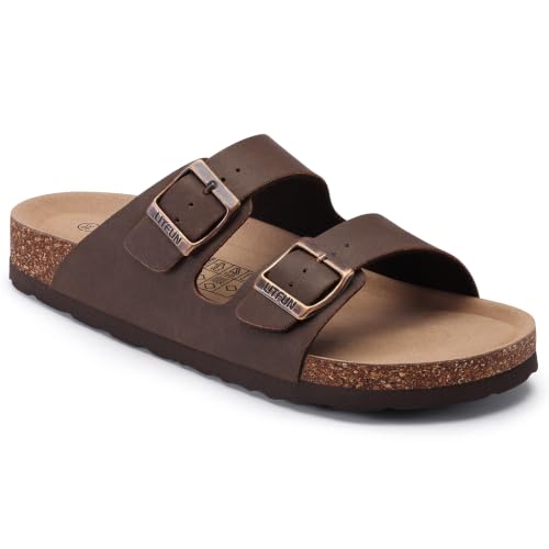Image of Litfun Unisex Cork Footbed Sandal Summer Slip On Slide Sandals with Adjustable Buckle for Women Men