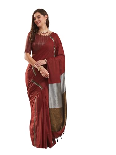 Image of Women's Banarasi Silk With Jacquard Print Saree With Blouse