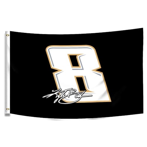 ENMOON Autographed Checkered Racing Flag Kyle Busch #8 Flag Banner 3x5Ft with Brass Grommets for Car Fans Indoor Outdoor Decor