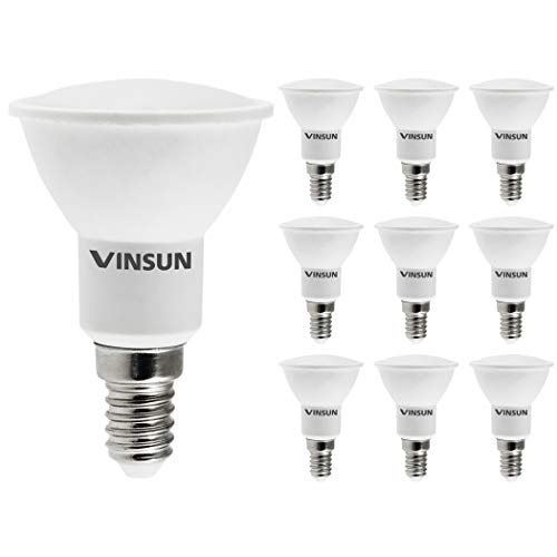 VINSUN® 10er Pack E14 LED Lampe 5W 400lm (Ersetzt 35W) [LED Leuchtmittel warmweiß 2900K, 110°, JDR Reflektor] Cover