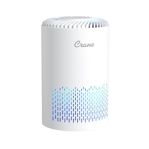 Crane True HEPA Air Purifier for Home, Bedroom, and Dorm Room, Up To 150 Sq Ft Small Air P