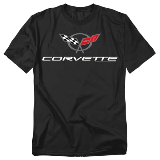 Popfunk Chevy Corvette Chevrolet Vintage GM Car Logo T Shirt & Stickers (Medium, Corvette Logo - Black)