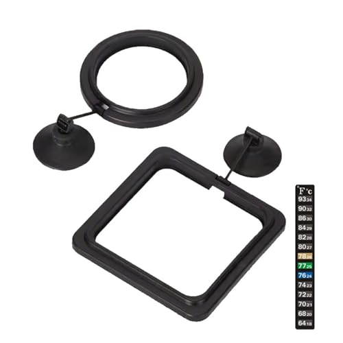 Image of 2pcs Feeding Fish Ring Set, Fish Food Feeder +Thermometer Strip, Tank Decor, Aquarium Tank Accessories for Floating Foods, for Betta, Guppy, Goldfish Etc