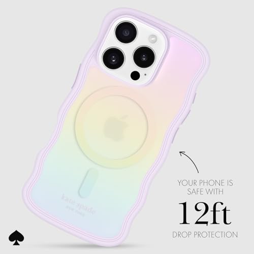 Image of kate spade new york iPhone 16 Pro Case - Wavy Opal Iridescent | Compatible with MagSafe - Lightweight Designer Case for iPhone 16 Pro w /Anti-Scratch Coating and Wavy Iridescent Ombre Design