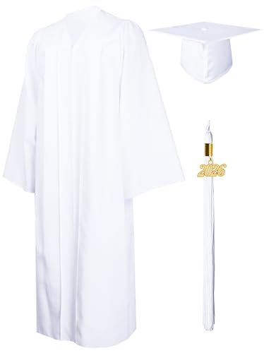 GraduationMall Graduation Gown and Cap for Adults 2026 Year Charm Unisex Matte University Bachelor High School 12Colors