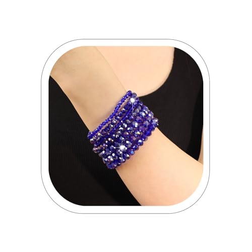 Bracelets extensibles empilables vintage en perles acrylique multicolores (Lot de 7)