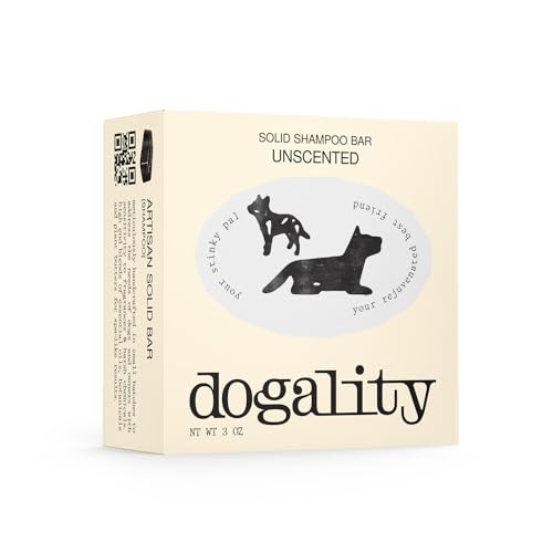 Dogality - Solid Dog Shampoo Soap Bar - UNSCENTED - Minimal Ingredients, All Natural, Sustainable, Vegan, SLS & Paraben Free, Certified Cruelty Free. Plastic and Artificial Dyes Free.