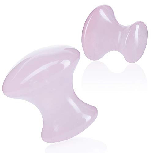 Rose Quartz Mushroom Gua Sha - Facial Guasha Set - Guasha Scraping Massage Tool  Rose Quartz Gua Sha Board - Gua Sha Face Set - TwoPack by Sandine