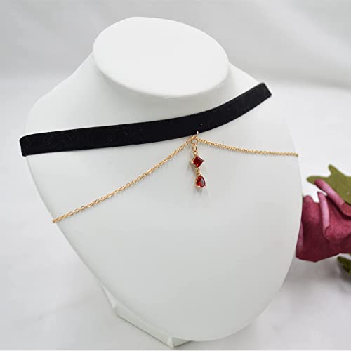 Momocat Black Velvet Red Pendant Choker Necklace For Women Gothic Lace Chokers Necklace Witch Bride Vampire Accessories Aesthetic Kawaii Jewelry For Women Teen Girls #TOP5