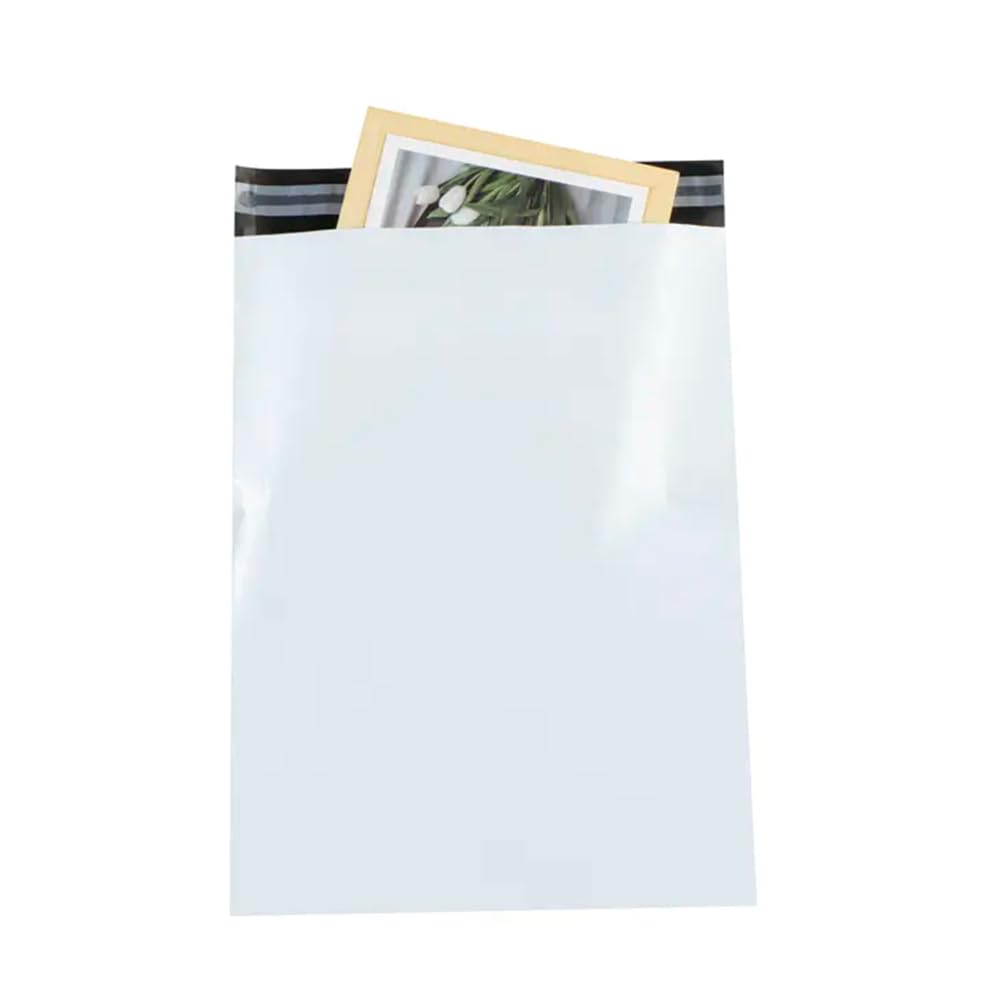 YIJIA | 100 Bolsas 35x45CM Polietileno Blancas para Envíos, Sobres de Correo, Bolsas de Plástico de Envío Autoadhesivas