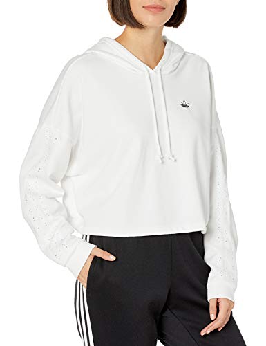 adidas Originals womens Basketball Cropped Hoodie White Medium