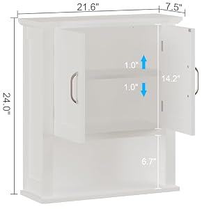 ChooChoo Wood Wall Cabinet with Doors, Medicine Cabinet with Adjustable Shelves Over The Toilet, Hanging Cabinet Wall Mounted for Bathroom, Kitchen, Living Room, White ChooChoo Wood Wall Cabinet with Doors Medicine Cabinet with Adjustable Shelves Over The Toilet Hanging Cabinet Wall Mounted for Bathroom Kitchen Living Room White