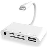 Adaptador lector de tarjetas de cámara SD/TF, 5 en 1, para lector de tarjetas de memoria 3.0 USB, controlador OTG, interfaz para iPhone y iPad, iPod Touch DC 3.5, kit de conexión de cámara y audio