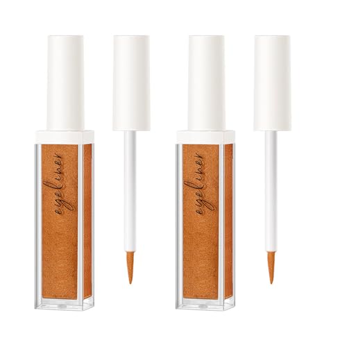 RUNQHUI Metallic Sparkle Eye Liner Pen Duo - Waterproof Glitter Liquid Eyeliner, Smudge-Resistant Orange One Size