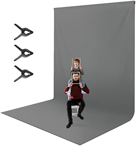 LimoStudio 9 x 15 feet / 108 x 180 inch Gray Photography Backdrop Screen Background, High 150GSM Density Thicker Than Standard for Professional Photo Video Studio with 3 Spring Clamps, Grey, AGG3033