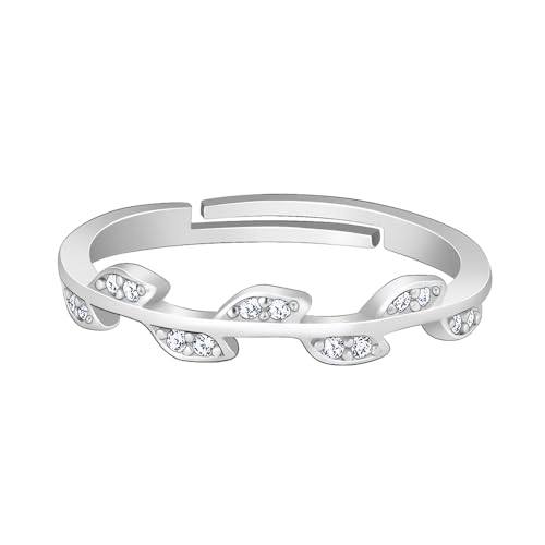 GIVA 925 Silver Zircon Vine Shine Ring, Adjustable | Gifts for Wo...