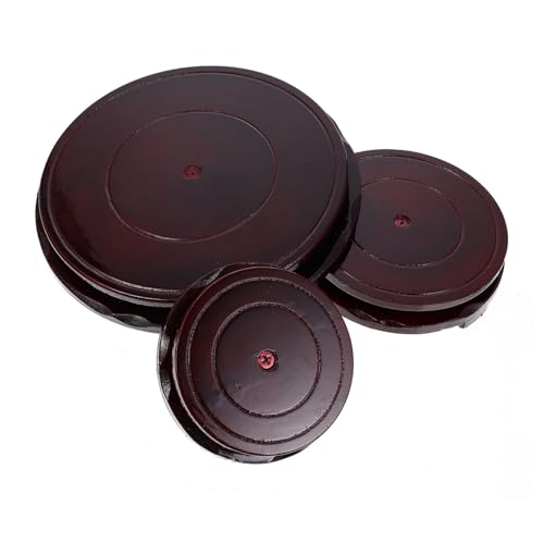 HAKIDZEL 3pcs Wooden Display Bases for Flower Pots Rotating Plant Stand Trays Versatile Wooden Pallets for Tea and Home Decor for Indoor and Outdoor Use