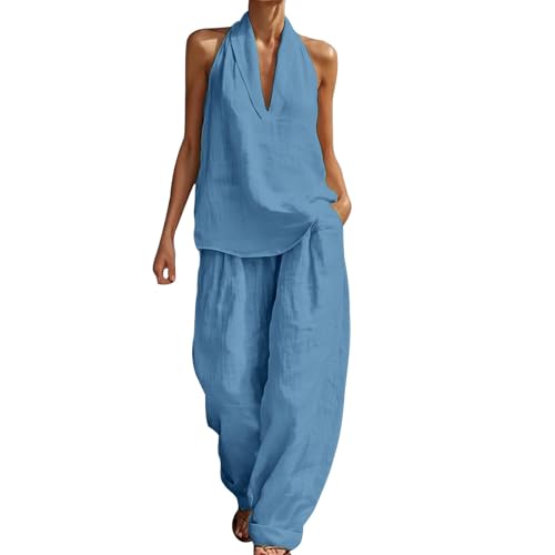 Traje de pantalón de muselina fina para mujer un dos piezas elegante y festivo