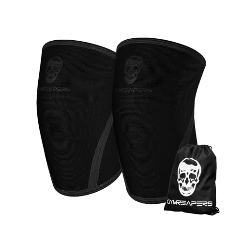 Gymreapers Knee Sleeves 1 Pair with Gym Bag - IPF Approved - Support Compression Brace for Squats Fitness Weightlifting Cross Training Powerlifting - 7MM Neoprene Sleeves - For Men & Women Bl product thumbnail 8