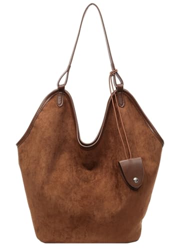 Trendy Suede Slouchy Tote for Women Casual Underarm Bags Crescent Bag Suede Handbag Shoulder Hobo Bags Work Purses 2025