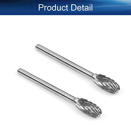 Fresas rotativas Auniwaig 0.24 pulg, doble patrón, acero tungsteno, 3mm vástago, 2 piezas miniatura 3