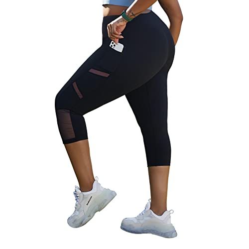 YOHOYOHA Plus Size Leggings High Waist Athletic Workout Yoga Pants Pockets Women's Tummy Control Best Thick Long