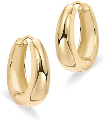 PAVOI Hoop Earrings for Women, 925 Silver, Yellow Gold, Size 19 Millimeters - 2