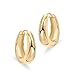 PAVOI 14K Gold Plated 925 Sterling Silver Post Small Chunky Hoop Earrings - Thick Lightweight Gold Hoop Earrings for Women