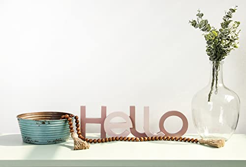 Meplait 39in Wood Bead Garland with Tassels, Farmhouse Rustic Decor Prayer Beads Boho Tassel Garland Wall Hanging Home Decor (Brown)