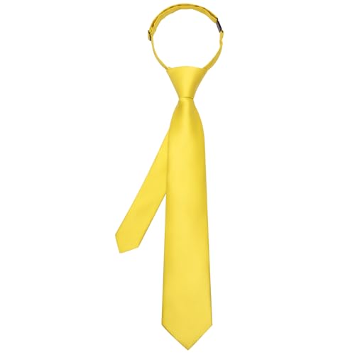 Image of Hi-Tie Pretied Boys Ties Solid Color Kids Adjustable Necktie Lapel Pin Clip Set Age 8-12 Wedding School Graduation