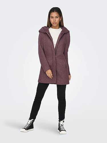 ONLY Damen Mantel Sedona Jacke mit großer Kapuze 15142911 Rose Brown Black/Rose Smoke, Größe S