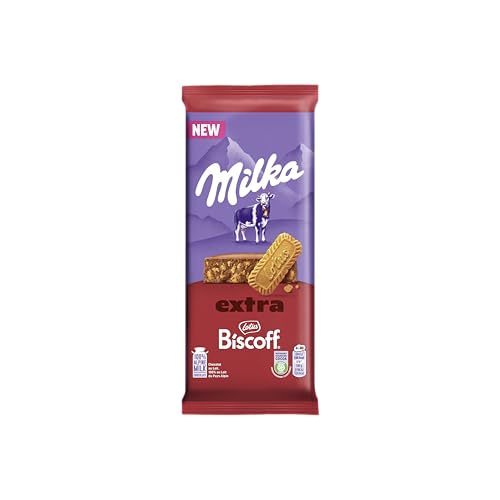 Milka Lotus Biscoff Tavoletta di Cioccolato al Latte con Inclusioni di Biscotto Lotus Biscoff Latte 100% Alpino, Cacao Sostenibile, 190 g