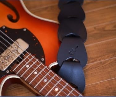 708worksの本革ギターストラップfolklore/Black