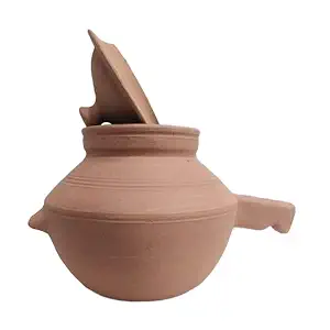 LKC Clay Cooker with supern lid/Clay kadhai for Cooking Good Food Like Chicken kadhai, Chicken Handi, dal Fry. Size 20X20X25 cm Big Size.
