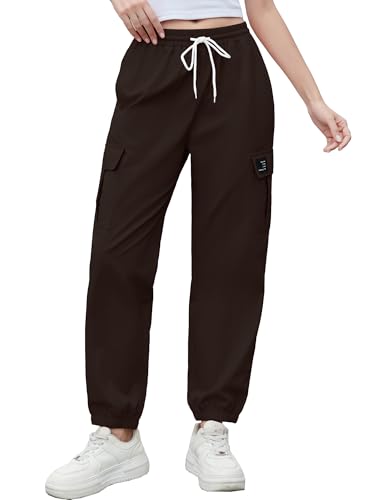 Image of Cromoncent Girls&Womens Cargo Pants Elastic Waist Lightweight Outdoor Jogger Pants, 6 Years - XX-Large