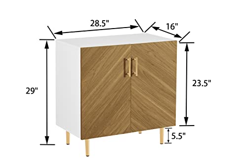 Okvnbjk Credenza, 28" Modern Buffet Cabinet With Storage, Sideboard Buffet Cabinet With 2 Door, Accent Cabinet For Hallway, Entryway Or Living Room(White Brown) #TOP1