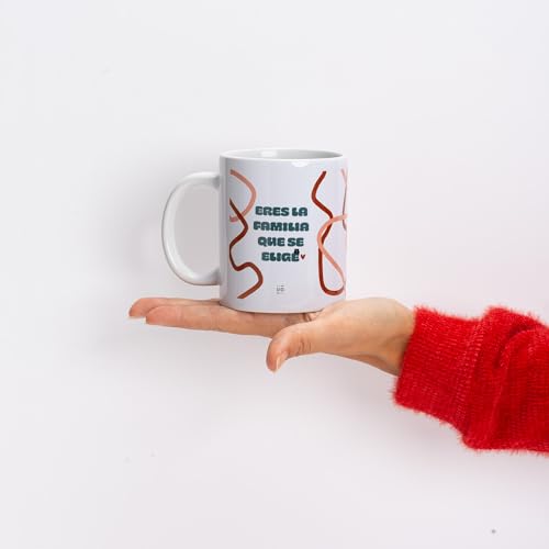 Miniatura 2 de UO Taza de regalo con mensaje Eres la familia que se elige, regalo para amigas, regalo para amigos, regalo original de Navidad, regalo amigo invisible original, 350 ml, Cerámica