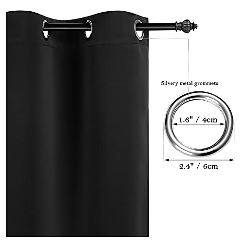 Cortinas cortas de cocina PiccoCasa de 132 x 91 cm con aislamiento térmico y cenefa de barra, negro 5