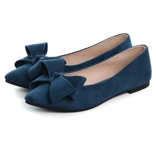 Image of TN TANGNEST Flats Shoes Women Comfort Casual Loafers | Classic Pointed Toe Bowknot Flats Cute Slip On Flats, Wear to Work Travel Walk