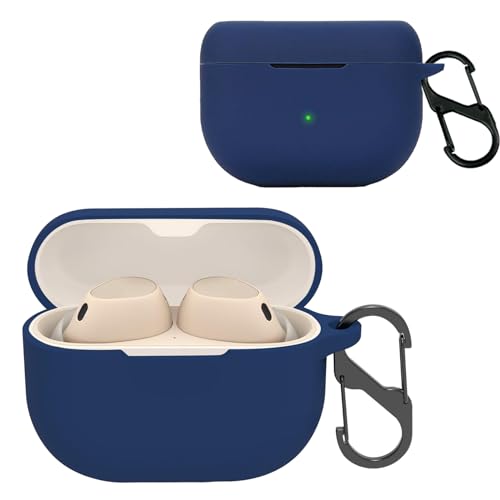 KZIOACSH Silicone Case for Jabra Elite 10/Elite 8 Active, Ultra-thin Shock-Absorbing Wireless Earbuds Protective Case Lightweight Waterproof Anti-Lost Earphones Skin Cover with Keychain Hook, Blue