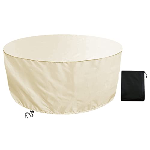 Gartenmöbel Abdeckung Rund Ø100x120cm Wasserdichtes Abdeckhaube Schutzhülle Outdoor 420D Oxford Gewebe, Abdeckplane Gartenmöbel für Gartentische und Möbelsets, Winddicht Gartentisch Abdeckung Cover