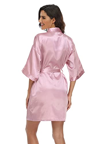 Image of Women's Pure Short Silky Robes Bridesmaid Bride Party Satin Robes Sleepwear