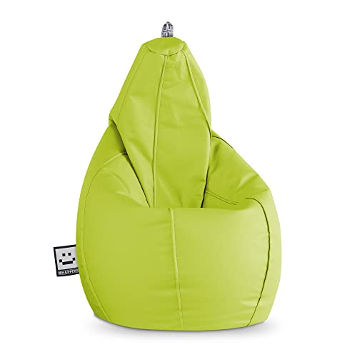 HAPPERS Puff Pera para Salón y Dormitorio con Relleno | Polipiel Alta Resistencia | Sillón Relax Ergonómico Infantil y Juvenil | Puff para Leer y Jugar | Verde 130x75 XL