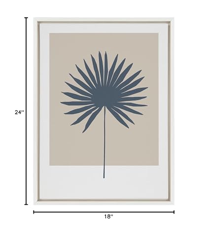Kate and Laurel Sylvie Muted Tan and Blue Colorblock Botanical Palm Framed Canvas Wall Art by The Creative Bunch Studio; 18x24 White; Simple Modern Botanical Wall Decor Art - Image 7