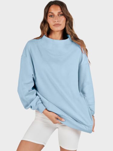 Image of ANRABESS Womens Oversized Sweatshirts Mock Neck Pullover