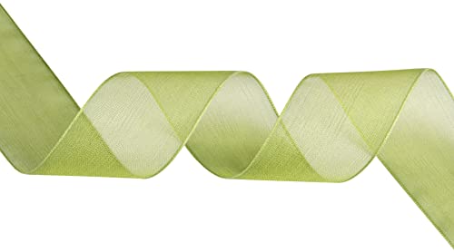 TEKDEERE 25mm Sheer Organza Ribbon,Moss Shimmer Chiffon Ribbon for DIY Crafts Wedding Party Decorations Gift Wrapping Bridal Bouquets (45M) - Image 3