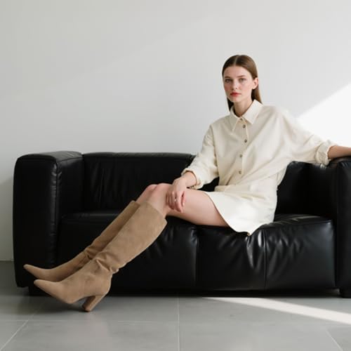 Image of VIUGJNEX Knee High Boots Pointed Toe Chunky Heel Tall Boots for Women | Comfortable 3.15-Inch Block Heel, Dressy Boots for Fall & Winter, Side Zipper for Easy Wear, Versatile Fashion Style