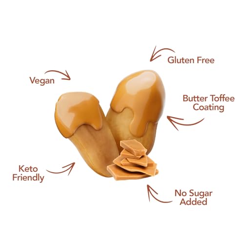 Image of Earthside Farms Butter Toffee Peanuts, 10 Count 4oz Resealable Snack Bags, No Sugar Added, Keto Friendly, Vegan, Gluten Free, Non GMO, Low Carb, High Protein, Candied Peanuts Snack